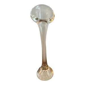 Vintage Hand Blown Art Glass Decorative Sculpture Vase With Bubble Texture 9.5"